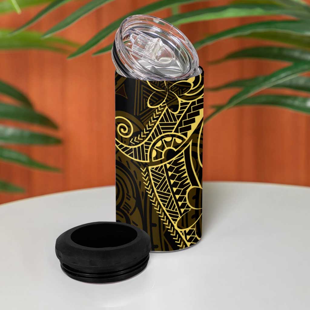 Black Gold Polynesian Tribal 4 in 1 Can Cooler Tumbler LT9 - Polynesian Pride