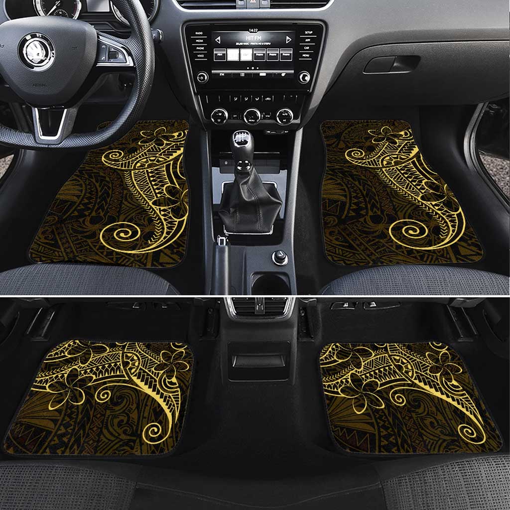 Black Gold Polynesian Tribal Car Mats LT9 Set 4pcs Gold - Polynesian Pride