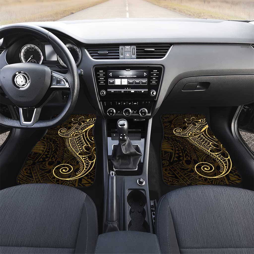 Black Gold Polynesian Tribal Car Mats LT9 Set 2pcs - Front Gold - Polynesian Pride