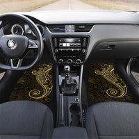 Black Gold Polynesian Tribal Car Mats LT9 Set 2pcs - Front Gold - Polynesian Pride
