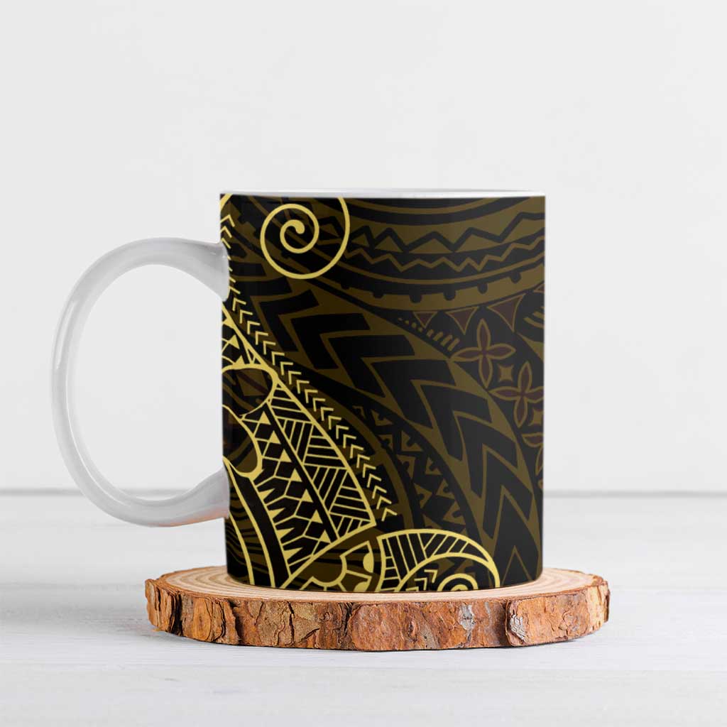 Black Gold Polynesian Tribal Ceramic Mug LT9 Gold - Polynesian Pride