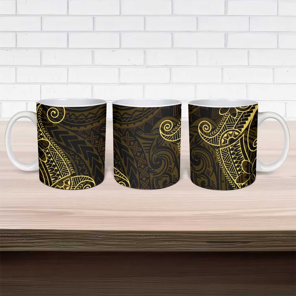 Black Gold Polynesian Tribal Ceramic Mug LT9 - Polynesian Pride