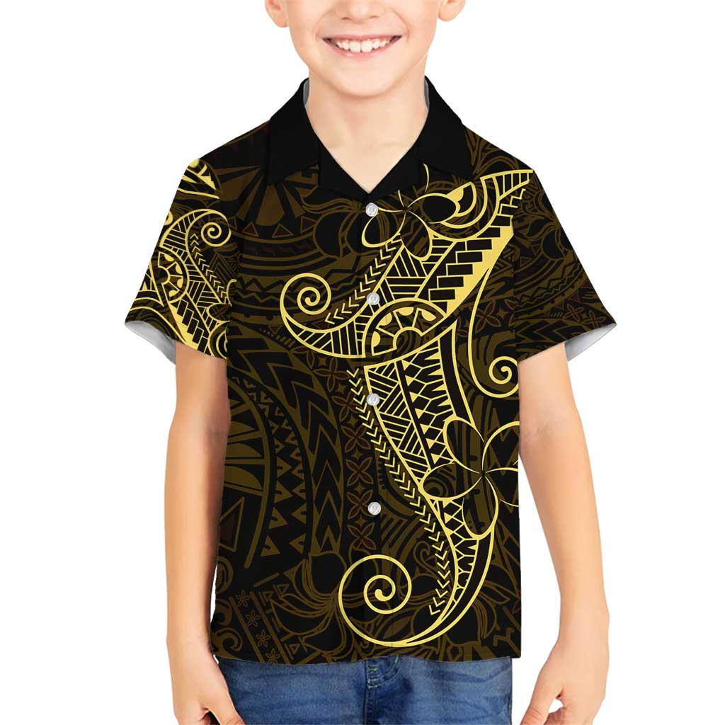 Black Gold Polynesian Tribal Family Matching Long Sleeve Bodycon Dress and Hawaiian Shirt - Polynesian Pride