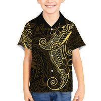 Black Gold Polynesian Tribal Family Matching Long Sleeve Bodycon Dress and Hawaiian Shirt - Polynesian Pride
