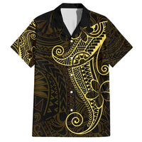 Black Gold Polynesian Tribal Family Matching Off Shoulder Maxi Dress and Hawaiian Shirt LT9 Dad's Shirt - Short Sleeve Gold - Polynesian Pride