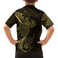 Black Gold Polynesian Tribal Family Matching Off Shoulder Short Dress and Hawaiian Shirt LT9 - Polynesian Pride