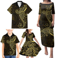 Black Gold Polynesian Tribal Family Matching Puletasi and Hawaiian Shirt LT9 - Polynesian Pride