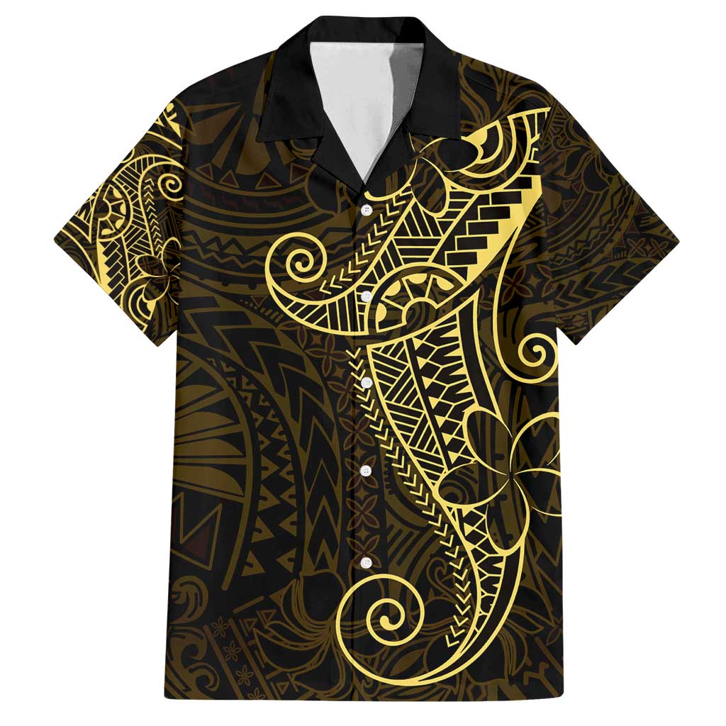Black Gold Polynesian Tribal Family Matching Puletasi and Hawaiian Shirt LT9 Dad's Shirt - Short Sleeve Gold - Polynesian Pride