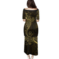 Black Gold Polynesian Tribal Family Matching Puletasi and Hawaiian Shirt LT9 - Polynesian Pride