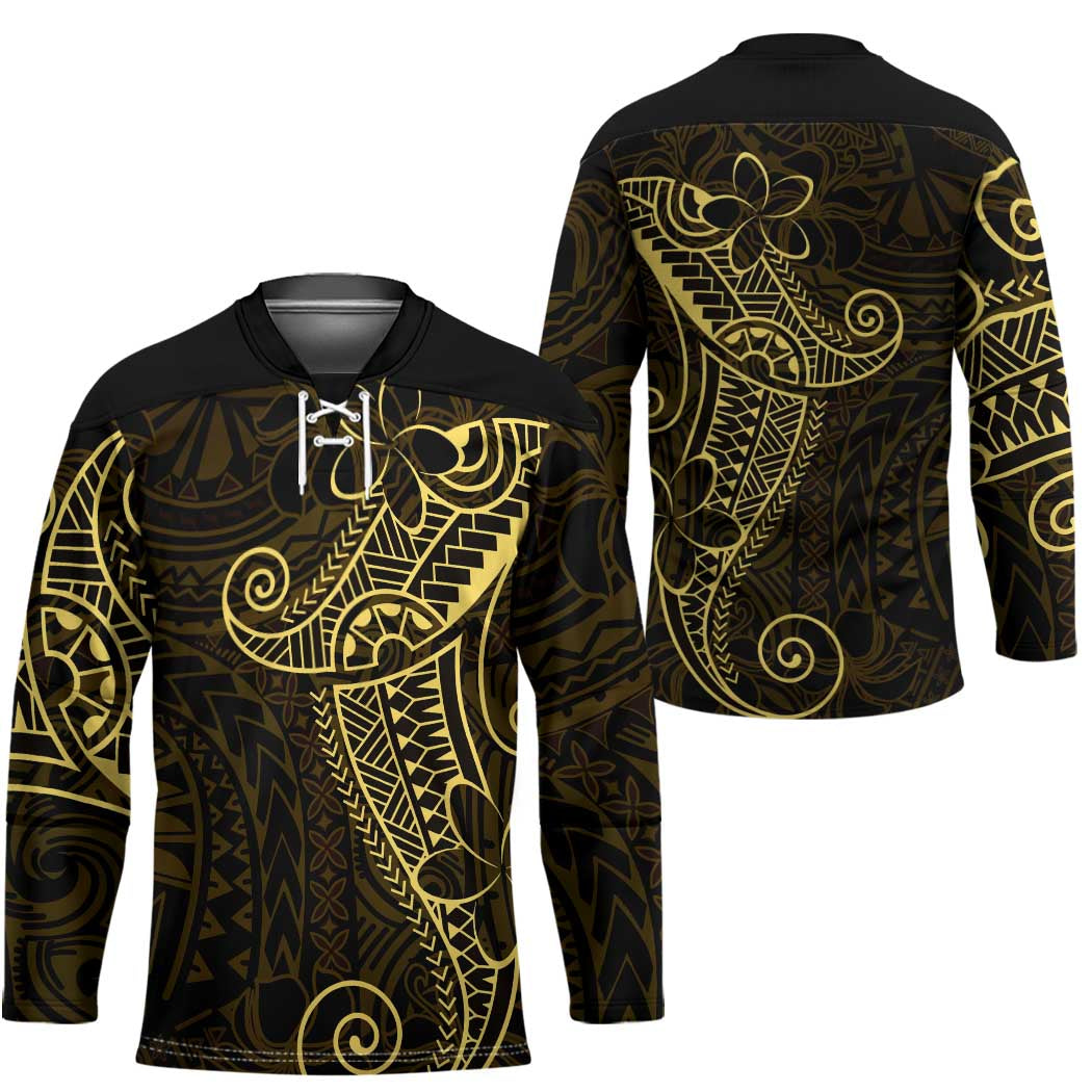 Black Gold Polynesian Tribal Hockey Jersey LT9 - Polynesian Pride