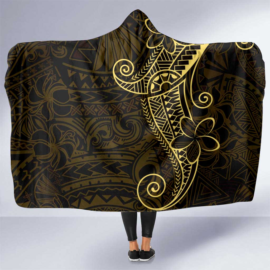 Black Gold Polynesian Tribal Hooded Blanket - Polynesian Pride