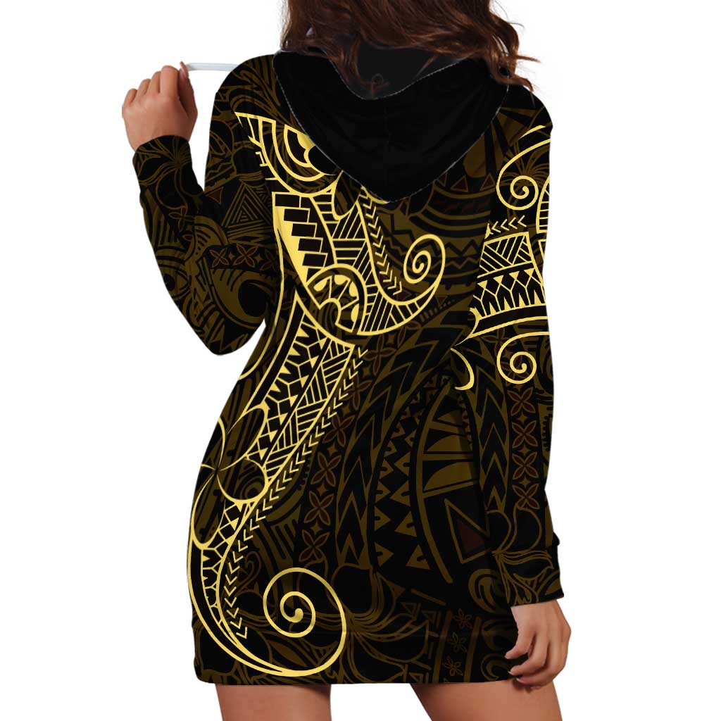Black Gold Polynesian Tribal Hoodie Dress - Polynesian Pride