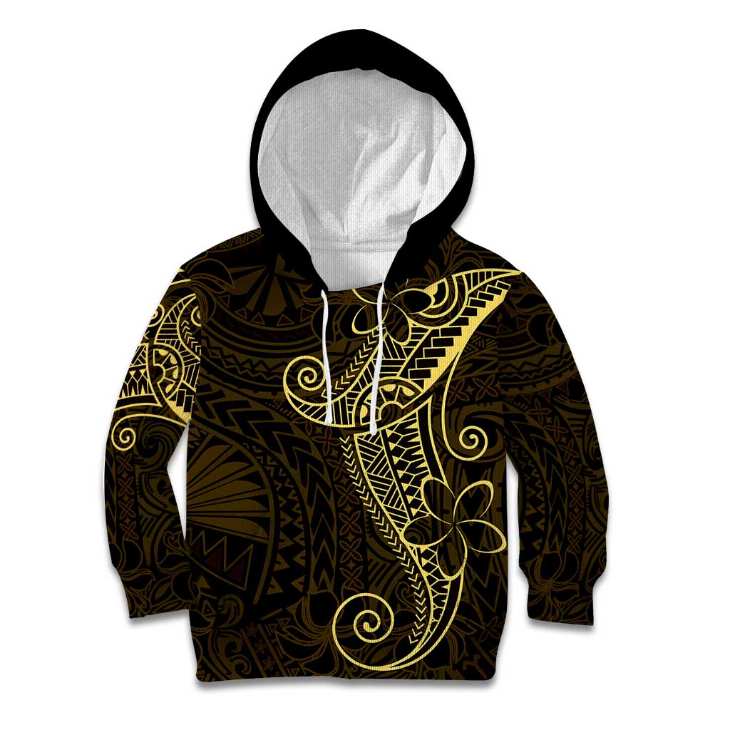 Black Gold Polynesian Tribal Kid Hoodie - Polynesian Pride