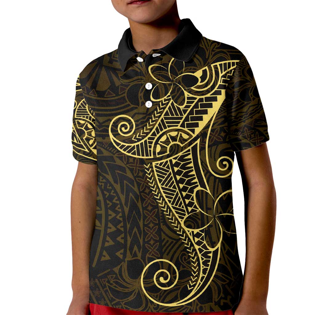 Black Gold Polynesian Tribal Kid Polo Shirt - Polynesian Pride