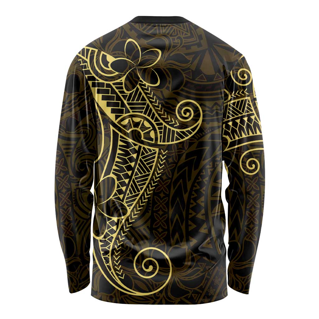 Black Gold Polynesian Tribal Long Sleeve Shirt LT9 - Polynesian Pride