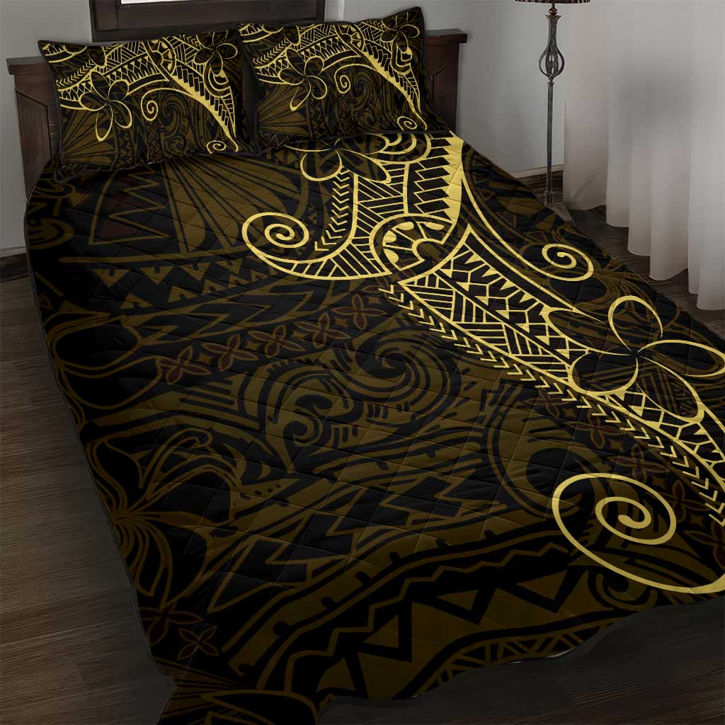 Black Gold Polynesian Tribal Quilt Bed Set - Polynesian Pride