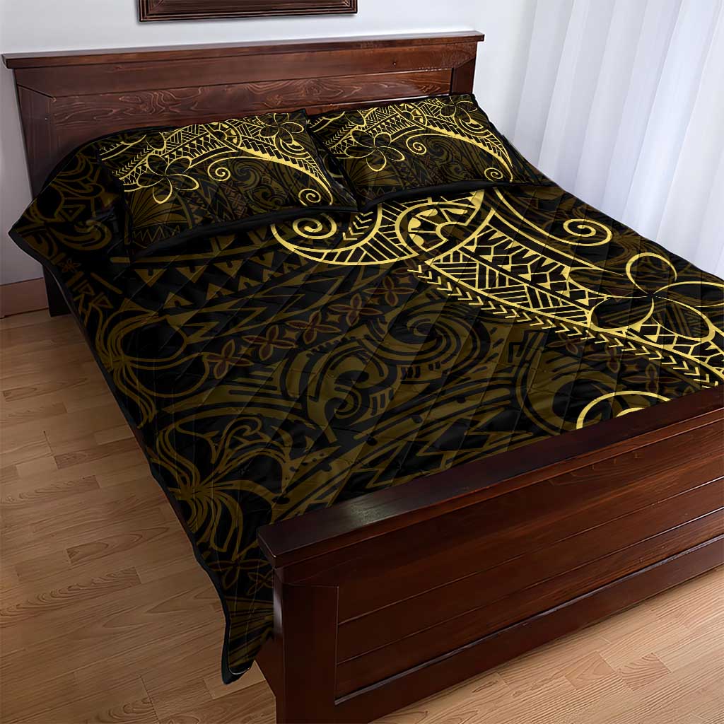 Black Gold Polynesian Tribal Quilt Bed Set - Polynesian Pride