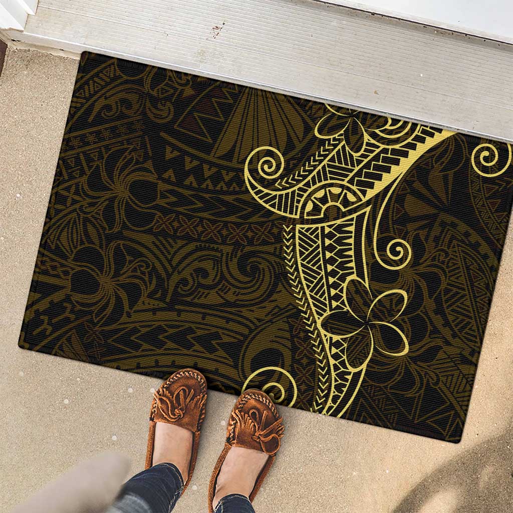 Black Gold Polynesian Tribal Rubber Doormat LT9 - Polynesian Pride