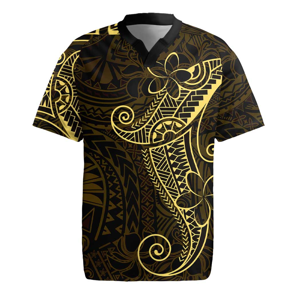 Black Gold Polynesian Tribal Rugby Jersey LT9 Gold - Polynesian Pride