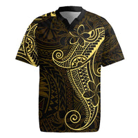 Black Gold Polynesian Tribal Rugby Jersey LT9 Gold - Polynesian Pride