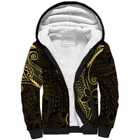 Black Gold Polynesian Tribal Sherpa Hoodie LT9 Unisex Gold - Polynesian Pride