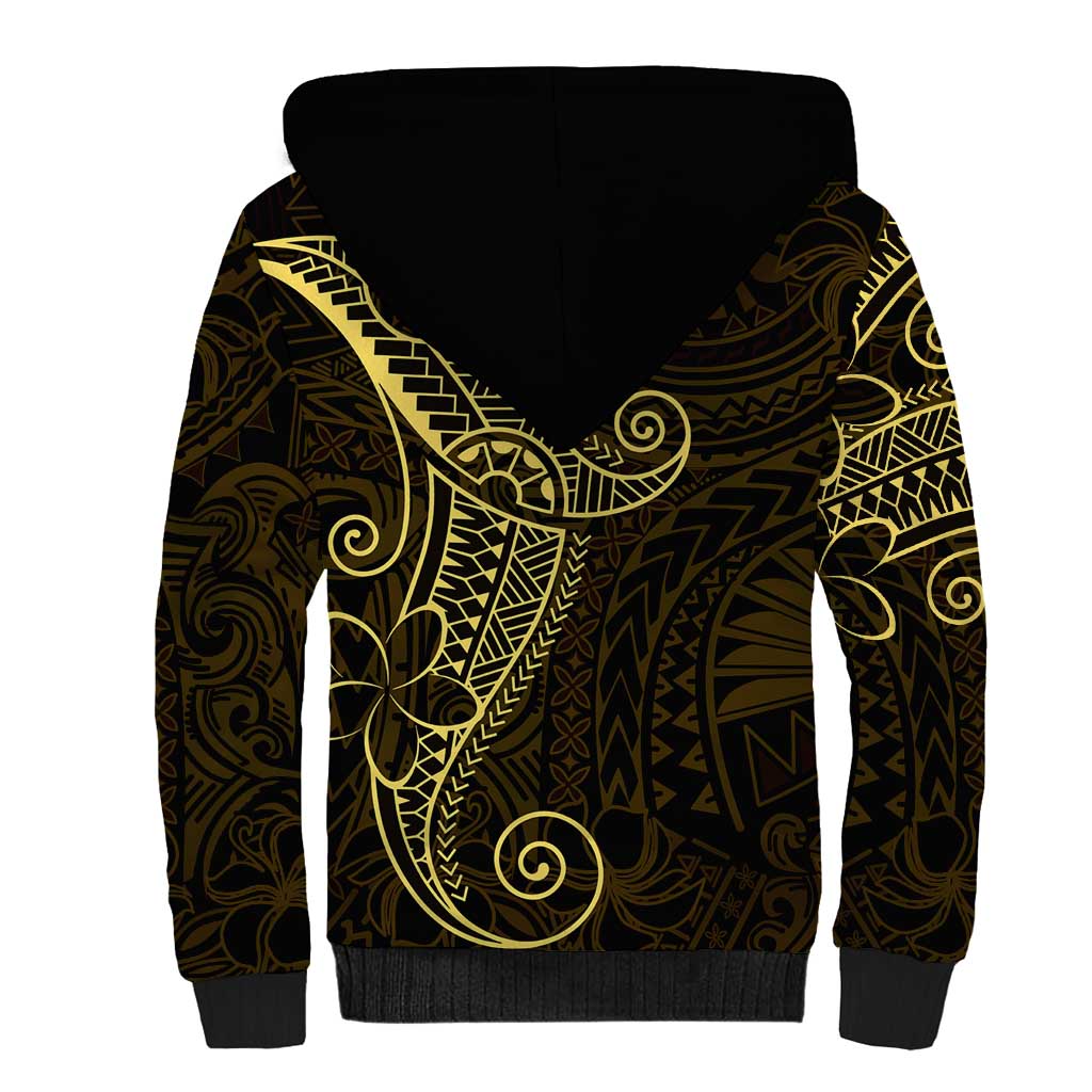 Black Gold Polynesian Tribal Sherpa Hoodie LT9 - Polynesian Pride