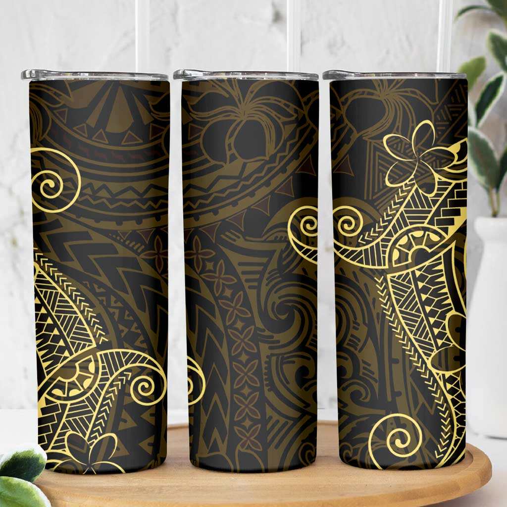 Black Gold Polynesian Tribal Skinny Tumbler - Polynesian Pride