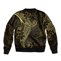 Black Gold Polynesian Tribal Sleeve Zip Bomber Jacket - Polynesian Pride
