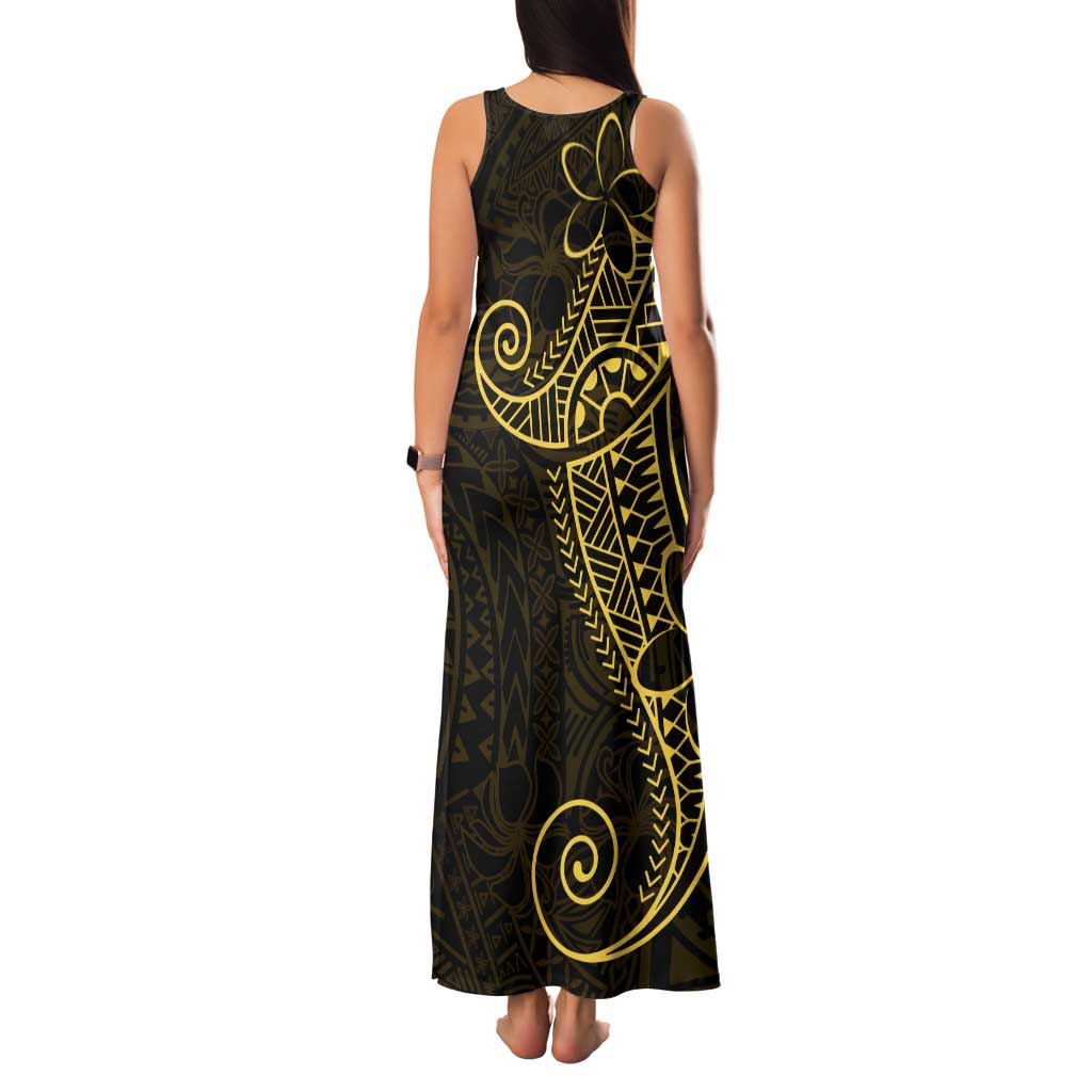 Black Gold Polynesian Tribal Tank Maxi Dress - Polynesian Pride