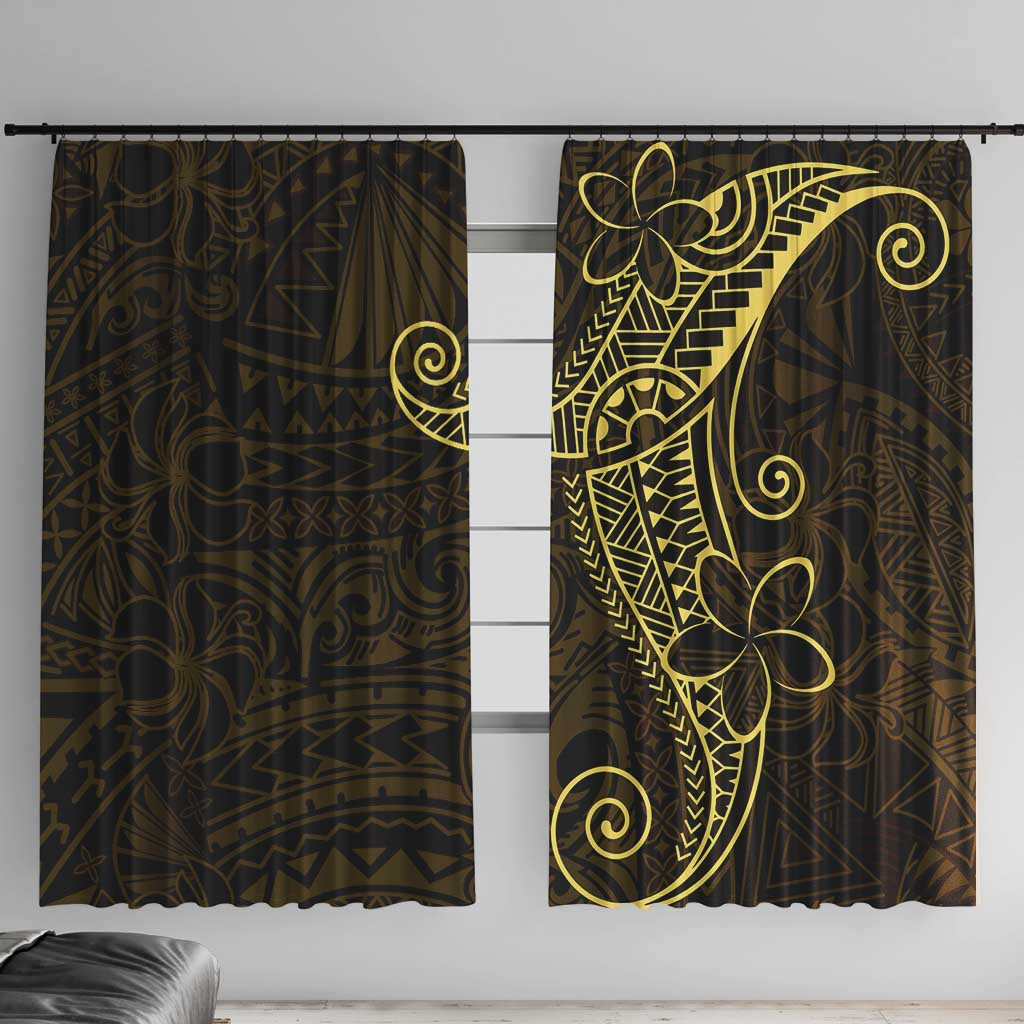 Black Gold Polynesian Tribal Window Curtain - Polynesian Pride