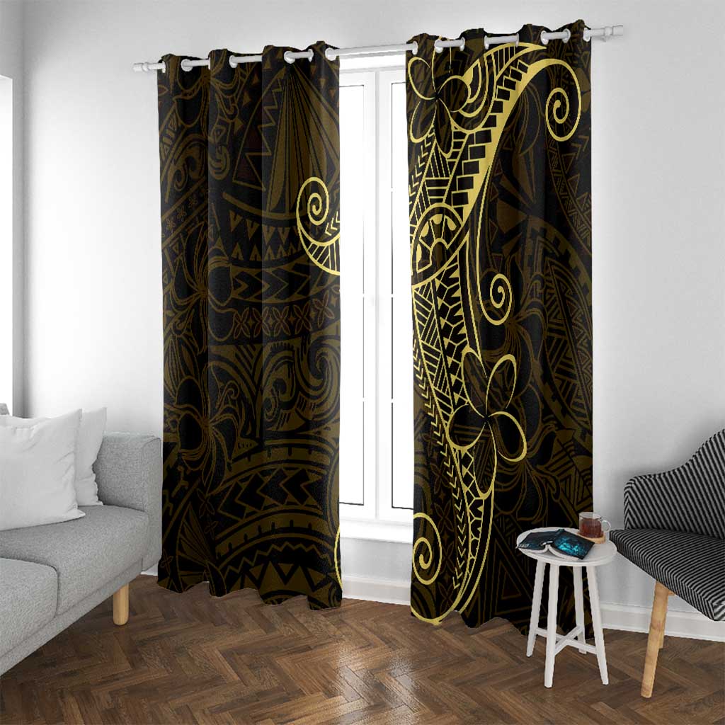 Black Gold Polynesian Tribal Window Curtain - Polynesian Pride