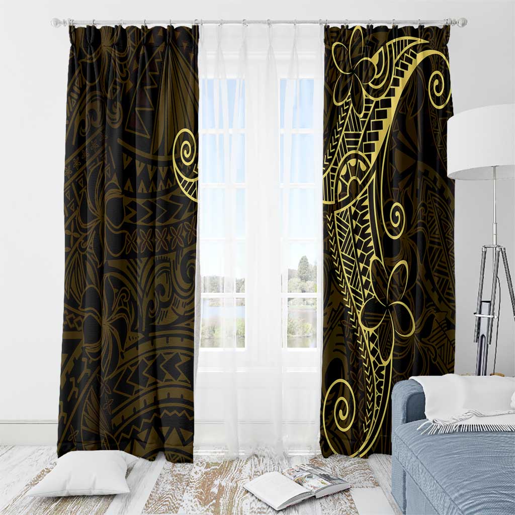 Black Gold Polynesian Tribal Window Curtain - Polynesian Pride