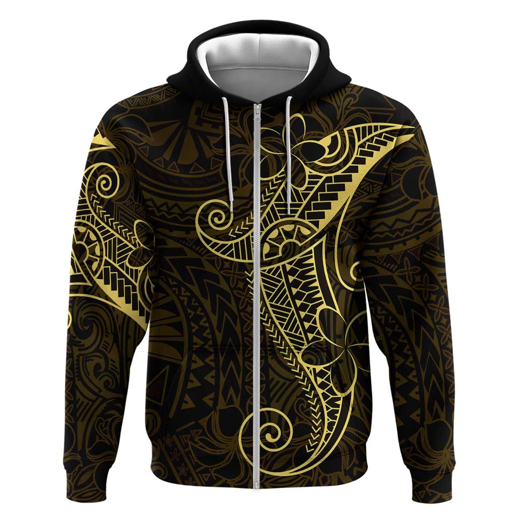 Black Gold Polynesian Tribal Zip Hoodie - Polynesian Pride