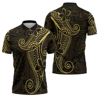 Black Gold Polynesian Tribal Zipper Polo Shirt LT9 - Polynesian Pride