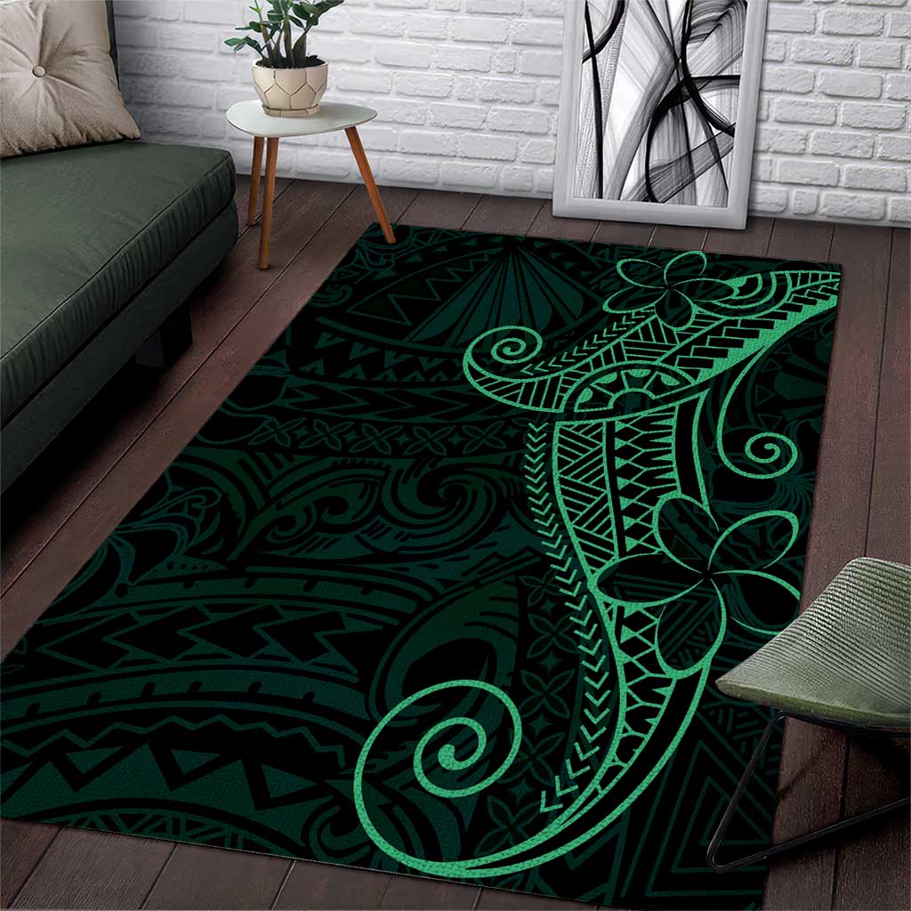 Black Green Polynesian Tribal Area Rug - Polynesian Pride