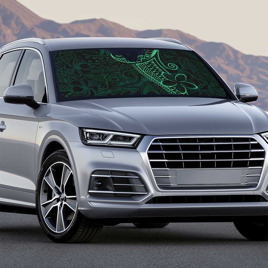 Black Green Polynesian Tribal Auto Sun Shade - Polynesian Pride