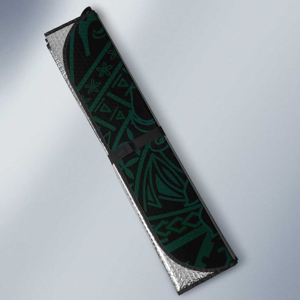 Black Green Polynesian Tribal Auto Sun Shade - Polynesian Pride