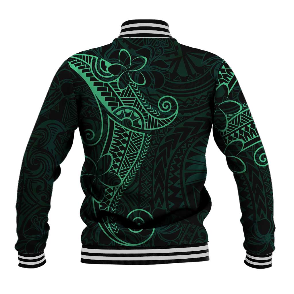 Black Green Polynesian Tribal Baseball Jacket LT9 - Polynesian Pride