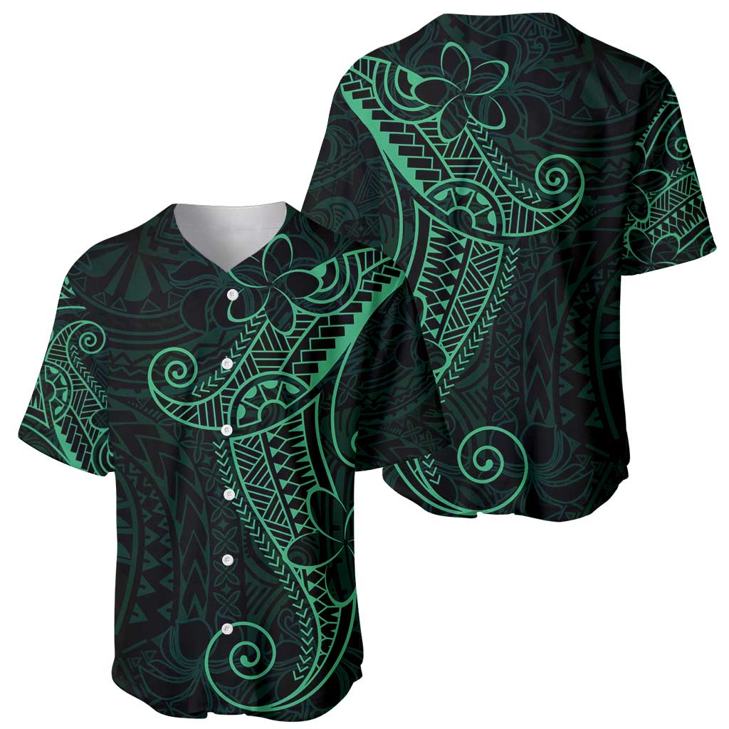 Black Green Polynesian Tribal Baseball Jersey - Polynesian Pride