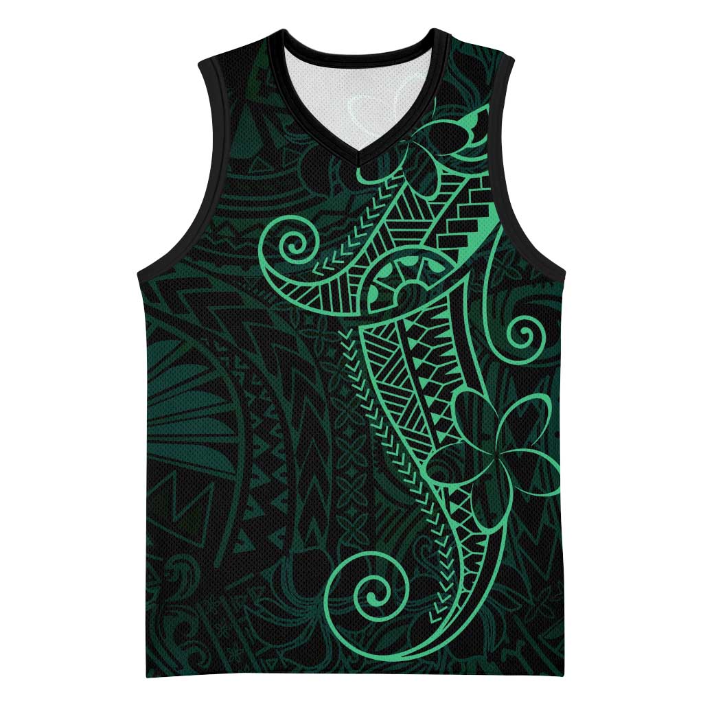 Black Green Polynesian Tribal Basketball Jersey LT9 Unisex Green - Polynesian Pride