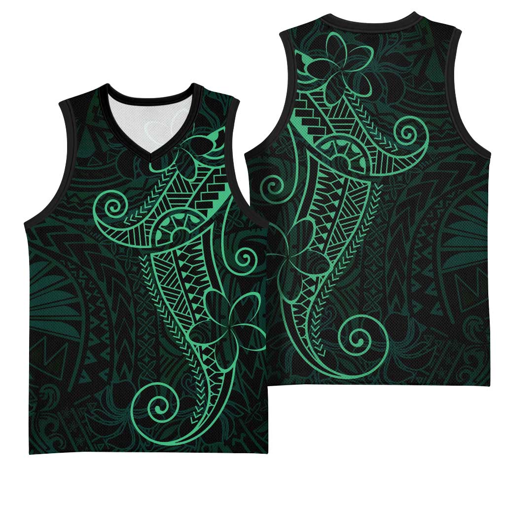 Black Green Polynesian Tribal Basketball Jersey LT9 - Polynesian Pride