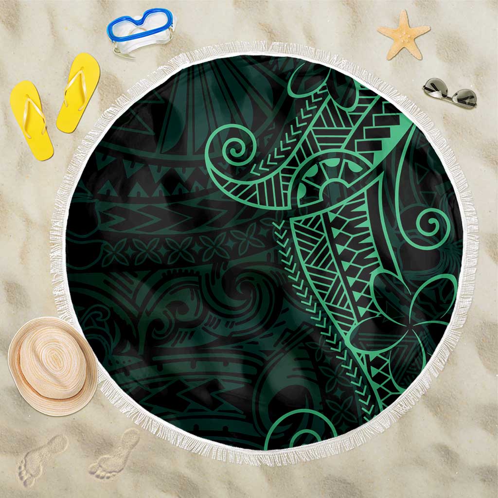 Black Green Polynesian Tribal Beach Blanket LT9 One Size 150cm Green - Polynesian Pride