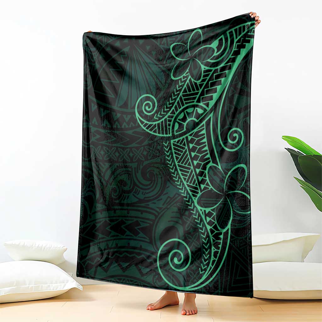 Black Green Polynesian Tribal Blanket - Polynesian Pride