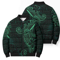 Black Green Polynesian Tribal Bomber Puffer Jacket LT9 - Polynesian Pride