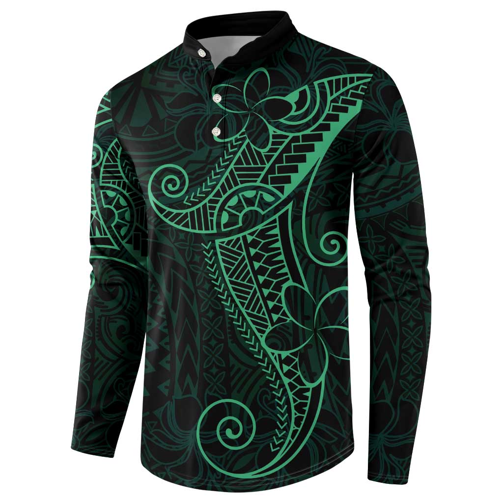 Black Green Polynesian Tribal Button Sweatshirt LT9 - Polynesian Pride