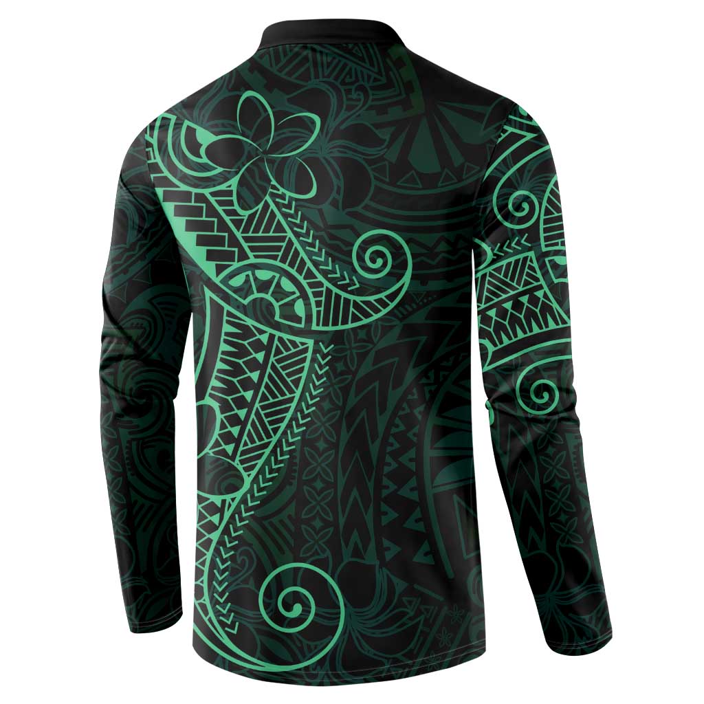 Black Green Polynesian Tribal Button Sweatshirt LT9 - Polynesian Pride