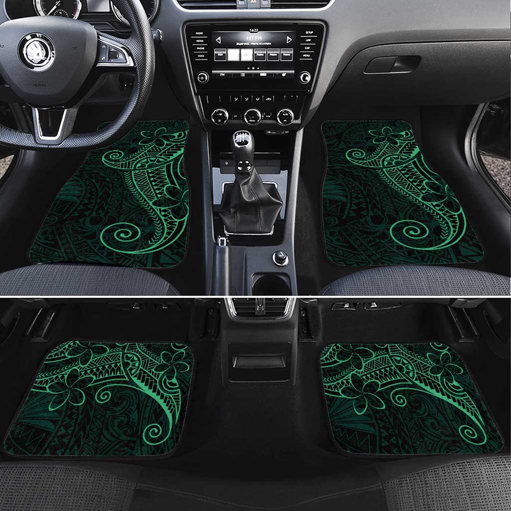 Black Green Polynesian Tribal Car Mats LT9 Set 4pcs Green - Polynesian Pride