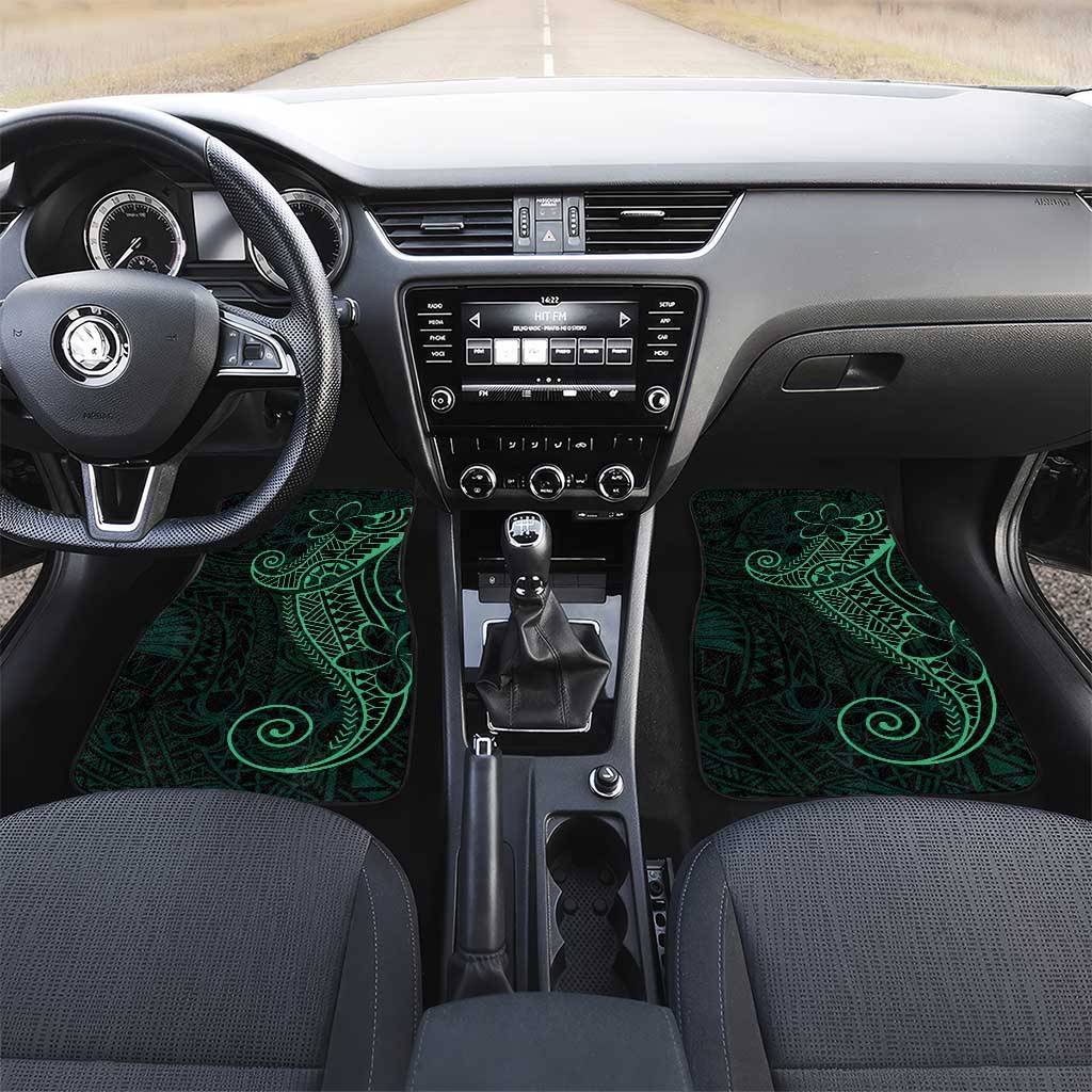 Black Green Polynesian Tribal Car Mats LT9 Set 2pcs - Front Green - Polynesian Pride