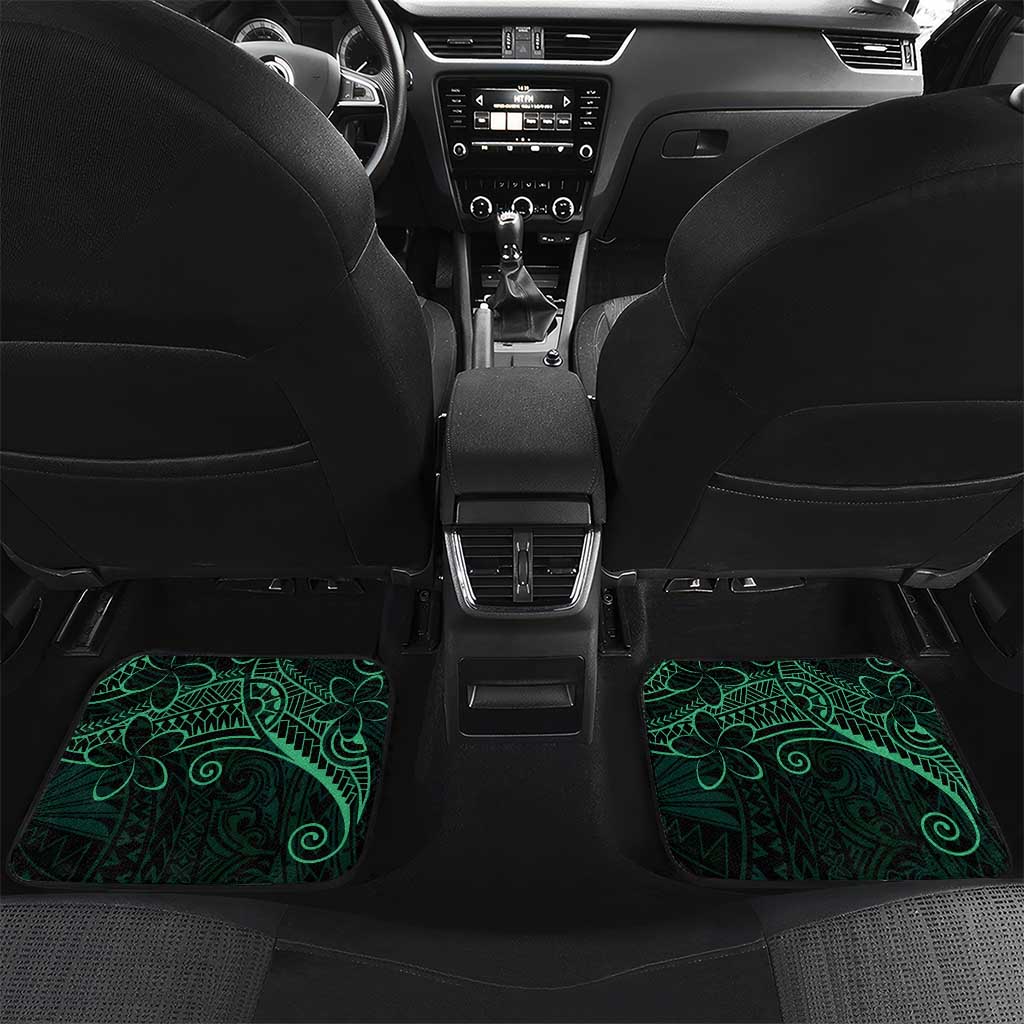 Black Green Polynesian Tribal Car Mats LT9 Set 2pcs - Back Green - Polynesian Pride