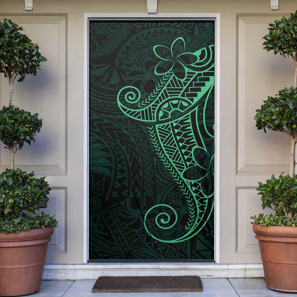 Black Green Polynesian Tribal Door Cover LT9 Green - Polynesian Pride